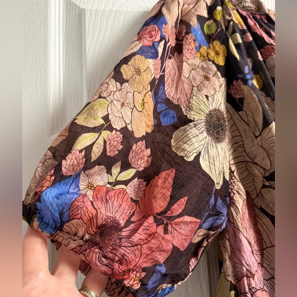 Entro Floral Mini Dress With Puff Sleeves Size Small - Picture 3 of 12